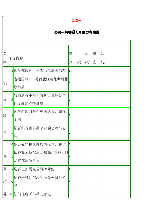 公司一般管理人员能力考核表