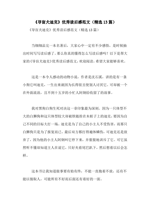 《导盲犬迪克》优秀读后感范文(精选13篇)