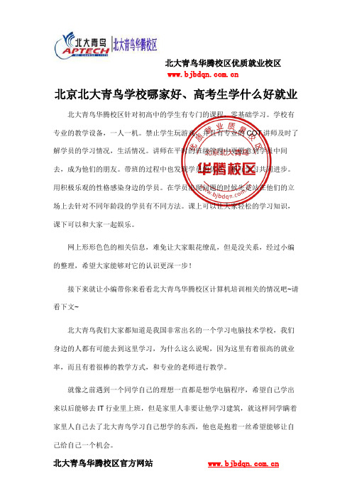 北京北大青鸟学校哪家好、高考生学什么好就业