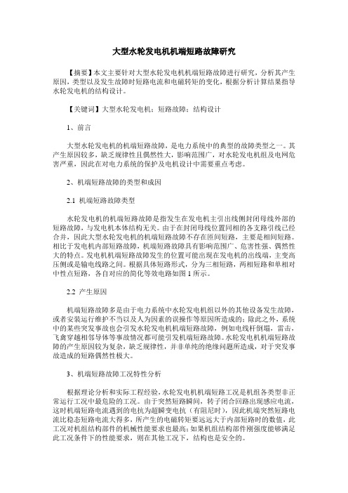 大型水轮发电机机端短路故障研究