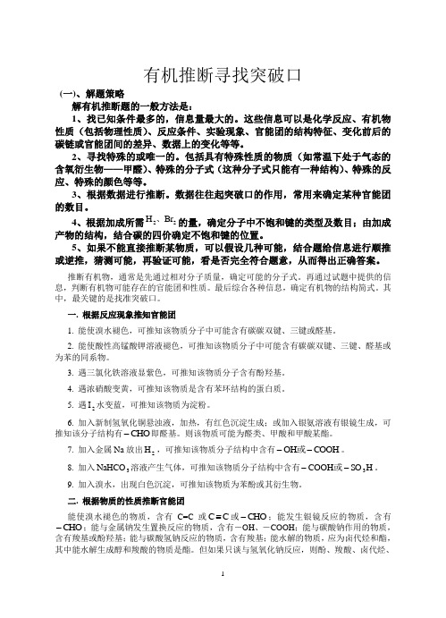 有机推断突破口