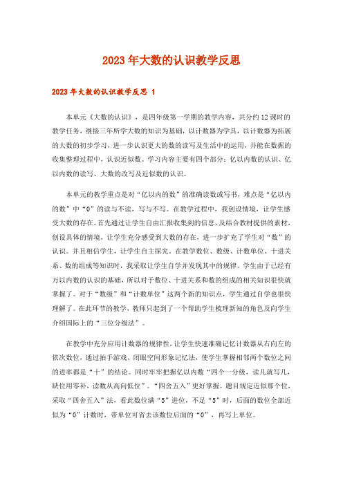 2023年大数的认识教学反思 