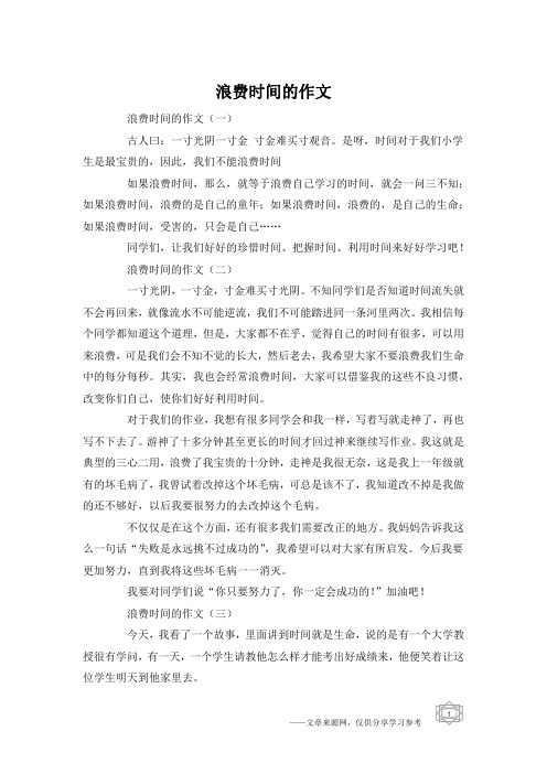 浪费时间的作文