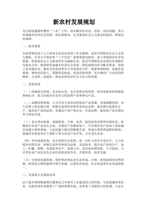最新 新农村发展规划-精品