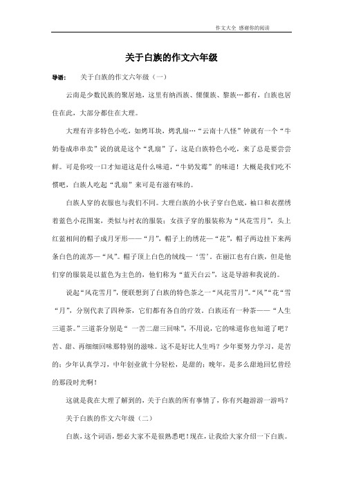 关于白族的作文六年级