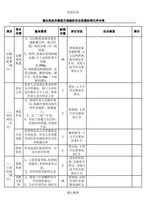 掘进巷道验收标准