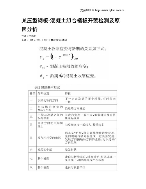 某压型钢板-混凝土组合楼板开裂检测及原因分析