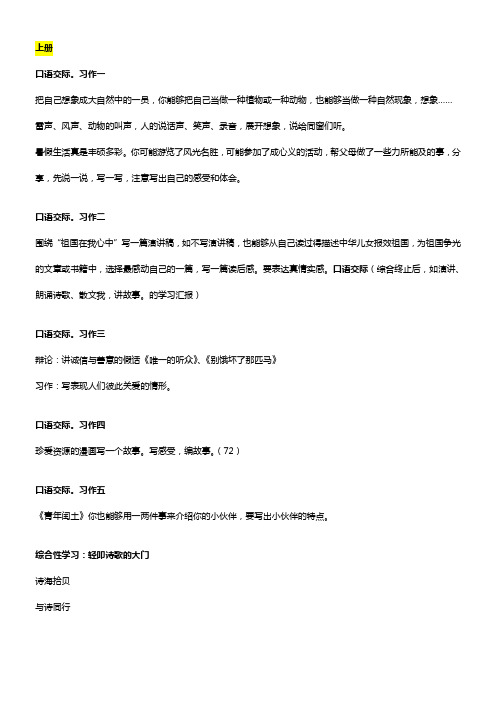 六年级口语交际习作