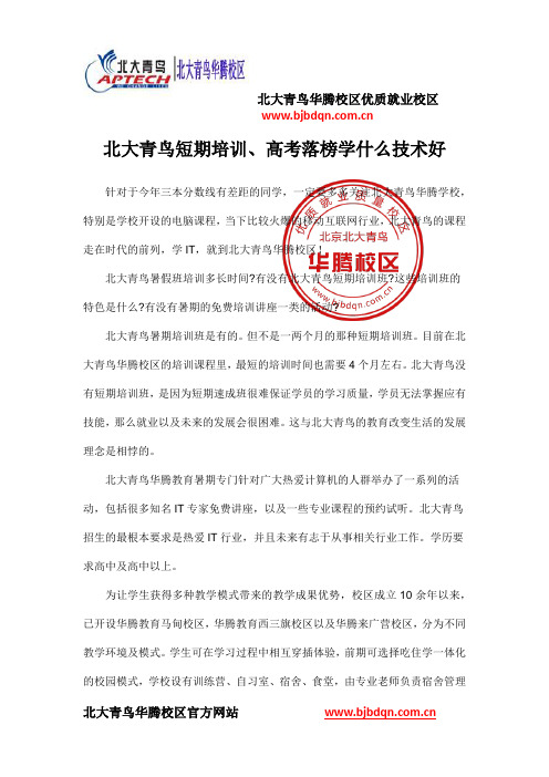 北大青鸟短期培训、高考落榜学什么技术好