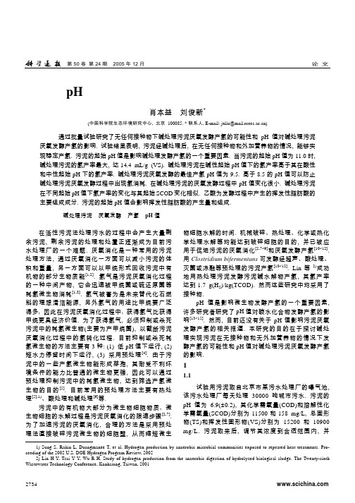 pH值对碱处理污泥厌氧发酵产氢的影响