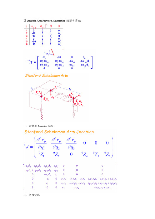 matlab验证斯坦福机械手雅可比矩阵