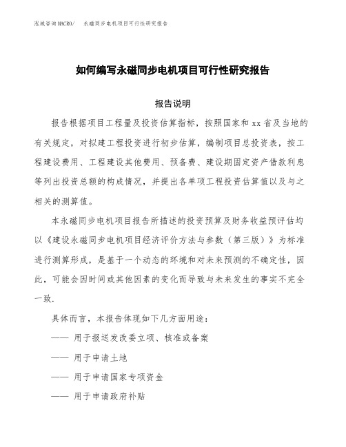 如何编写永磁同步电机项目可行性研究报告