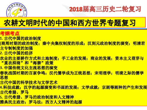 高中历史复习  古代史 农耕时代的中国和西方世界专题复习