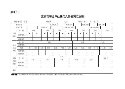事业单位聘用人员情况汇总表