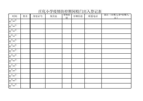 疫情防控期间出入登记表