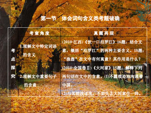 2011语文考点复习课件散文阅读 体会词句含义类考题破确  (1)