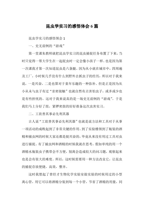 昆虫学实习的感悟体会6篇
