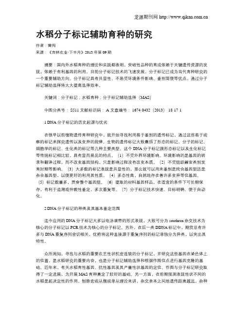 水稻分子标记辅助育种的研究