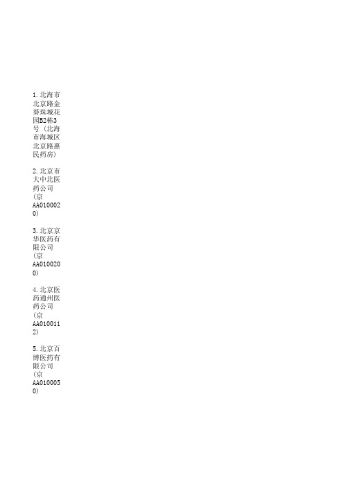 北京的药品经营企业
