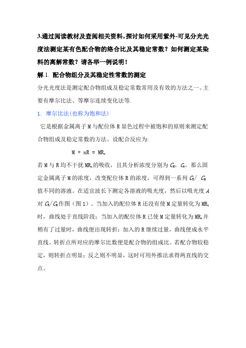 紫外-可见分光光度法测定某有色配合物的络合比及其稳定常数解析