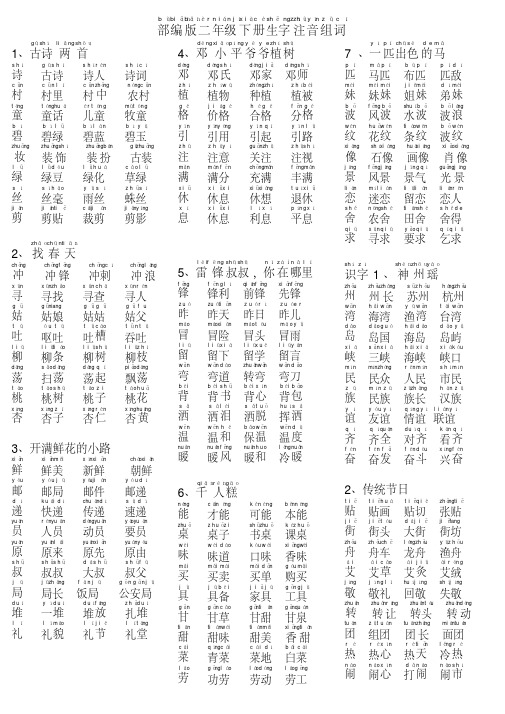 【新教材】部编版二年级语文下册生字组词(带拼音)