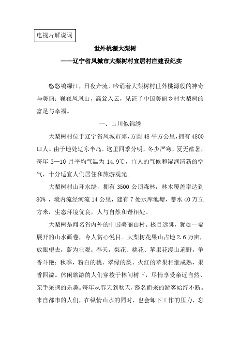 世外桃源大梨树——辽宁省凤城市大梨树村宜居村庄建设纪实
