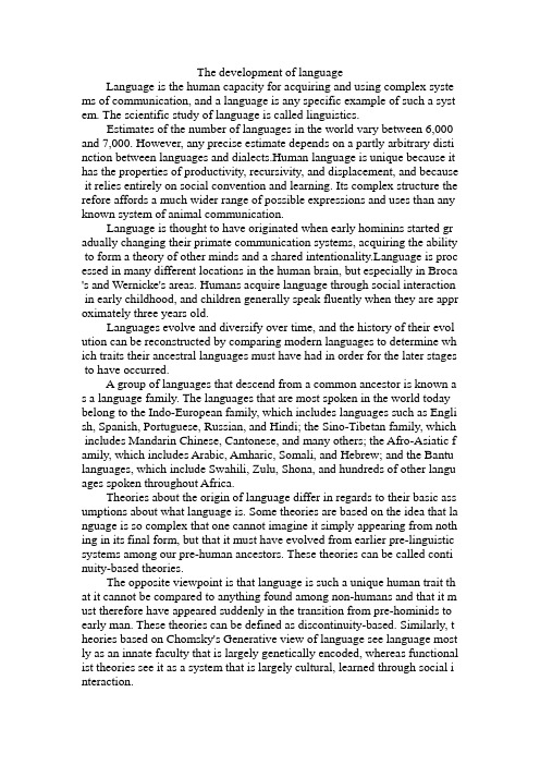 The development of language