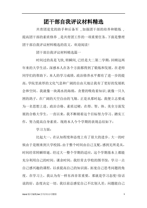 团干部自我评议材料精选(标准版)