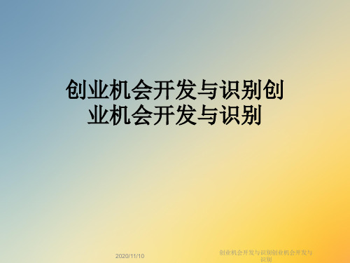 创业机会开发与识别创业机会开发与识别