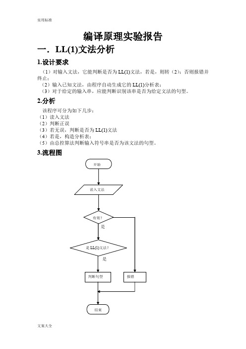 编译原理词法分析报告,语法分析报告实验报告材料