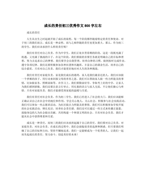 成长的责任初三优秀作文800字左右