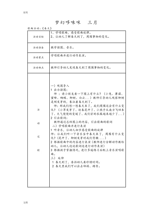 《梦幻哆唻咪》小班教案设计(整理)