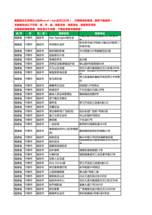2020新版福建省宁德市福安市休闲娱乐工商企业公司商家名录名单黄页联系电话号码地址大全238家