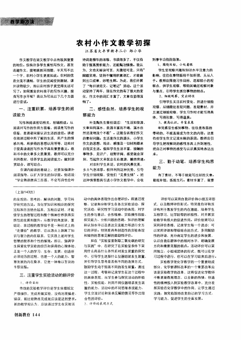 农村小作文教学初探