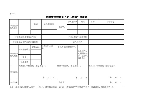 幼儿补助申请表