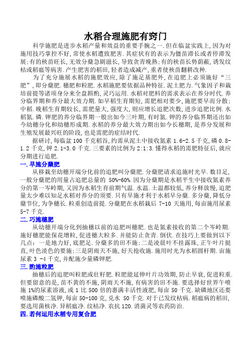 水稻的施肥技术