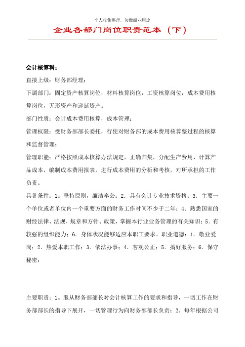 某公司各部门岗位职责范本(40页)