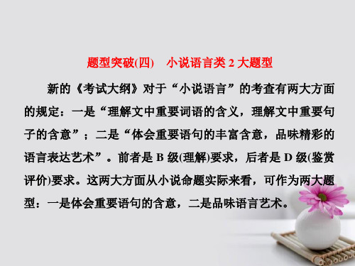 高三语文大一轮总复习专题十一文学类文本阅读(一)小说题型突破(四)小说语言类2大题型课件名师优质公开