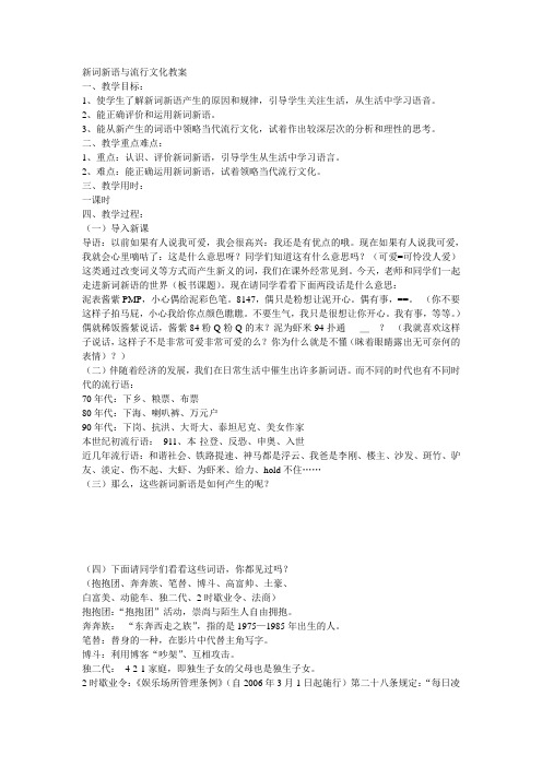 新词新语与流行文化教案