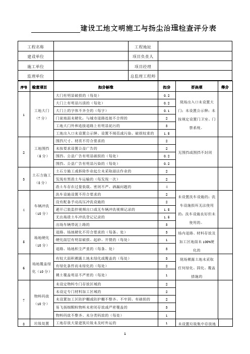 建设工地文明施工与扬尘治理检查评分表