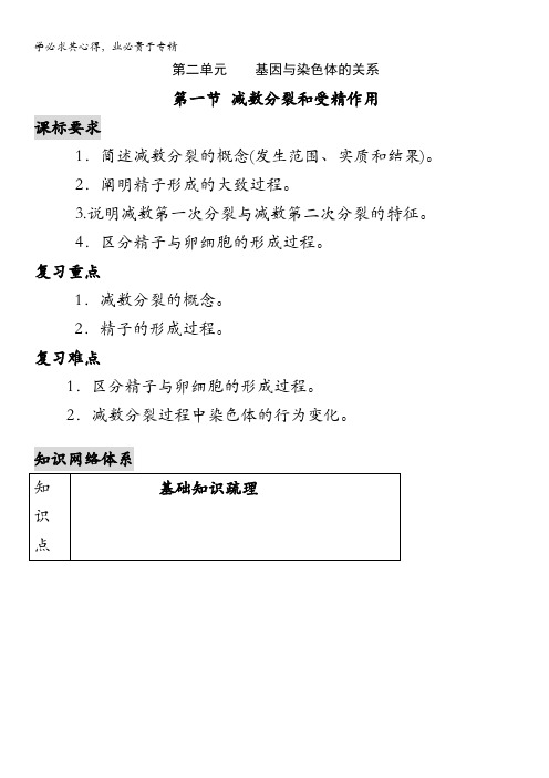 高三生物一轮复习 减数分裂和受精作用