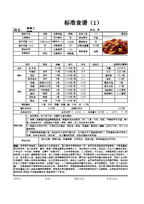 标准食谱(样板)