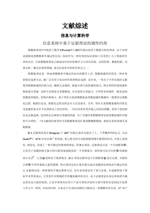 信息系统中基于证据理论的属性约简【文献综述】