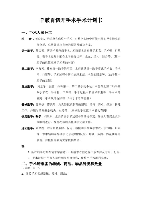 羊皱胃切开手术