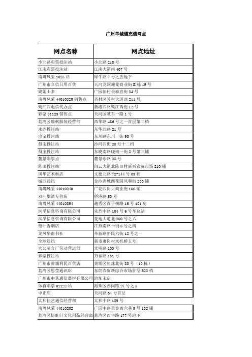 广州羊城通充值网点