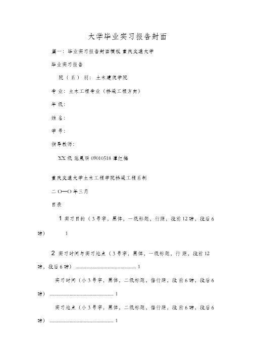 大学毕业实习报告封面
