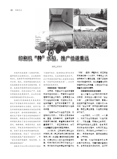印刷机“种”水稻,推广任道重远