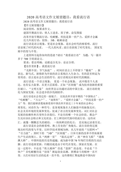 2020高考语文作文预测题目：我看流行语范例