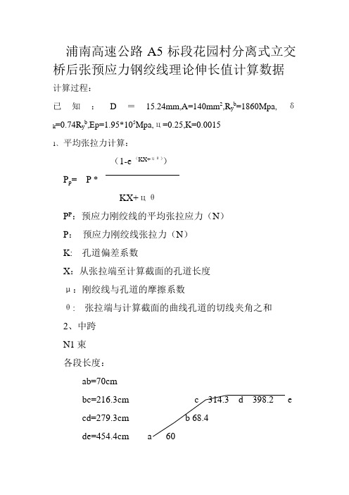 后张预应力钢绞线理论伸长值计算数据