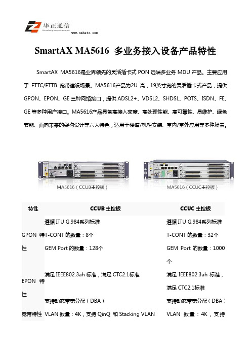 SmartAX MA5616 多业务接入设备产品特性